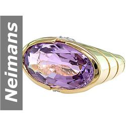9.71 ct Amethyst & Diamond Ring 14kt Gold