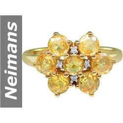 3.03 ct Yellow Sapphire & Diamond Ring 14kt Gold
