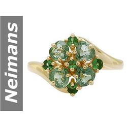 1.42 ct Green Sapphire & Tsavorite Ring 14kt Gold