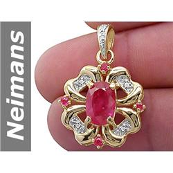 3.08 ct Ruby & Diamond Pendant 14kt Gold