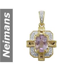 2.84 ct Rose Pink Amethyst & Diamond Pendant 14kt Gold