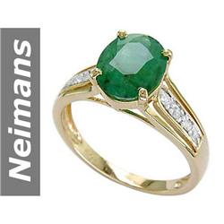 Classy 2.58 ct Emerald & Diamond Ring 14kt Gold