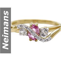 1.06 ct Pink & White Sapphire & Diamond Ring 14kt Gold