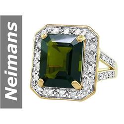 6.55 ct Green Tourmaline & Diamond Ring 14kt Gold