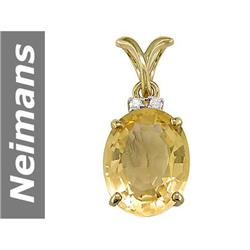 6.03 ct Citrine & Diamond Pendant 14kt Gold
