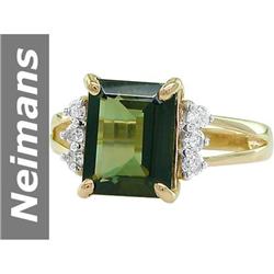 3.68 ct Green Tourmaline & Diamond Ring 14kt Gold