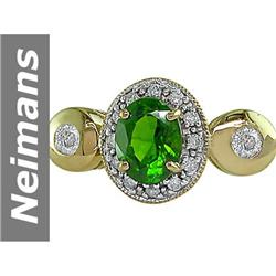 1.98 ct Chrome Diopside & Diamond Ring 14kt Gold