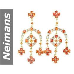 9.96 ct Orange Sapphire Earrings 14kt Gold