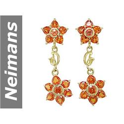 6.80 ct Orange Sapphire Earrings 14kt Gold