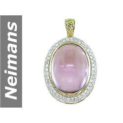 13.20 ct Rose Pink Amethyst & Diamond Pendant 14kt Gold