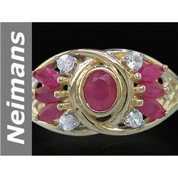 1.42 ct Ruby & White Sapphire Ring 14kt Gold