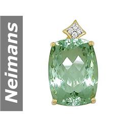 13.85 ct Green Amethyst & Diamond Pendant 14kt Gold