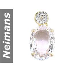 5.93 ct White Morganite & Diamond Pendant 14kt Gold