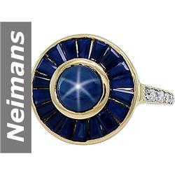 4.50 ct Sapphire & Star Sapphire & Diamond Ring 14kt Gold