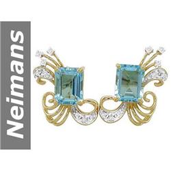 4.13 ct Blue Topaz & Diamond Earrings 14kt Gold