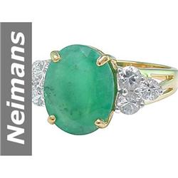 6.33 ct Emerald & White Sapphire Ring 14kt Gold