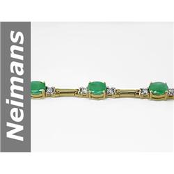 Dainty 7.65 ct Emerald & Diamond Bracelet 14kt Gold