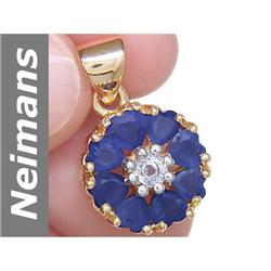 3.53 ct Blue & White Sapphire Pendant 14kt Gold