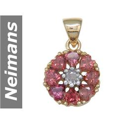 3.05 ct Violet Red Spinel & White Sapphire Pendant 14kt Gold