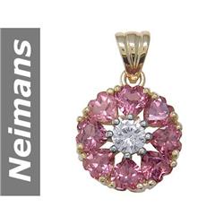 5.00 ct Pink Spinel & White Sapphire Pendant 14kt Gold