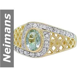 .90 ct Green Amethyst & Diamond Ring 14kt Gold