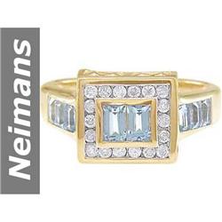 1.15 ct Aquamarine & Diamond Ring 14kt Gold