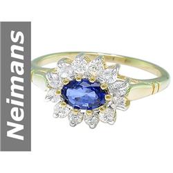 1.20 ct Ceylon Sapphire & White Sapphire Ring 14kt Gold