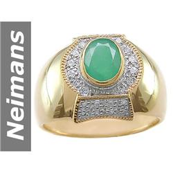 1.78 ct Emerald & Diamond Gents Ring 14kt Gold