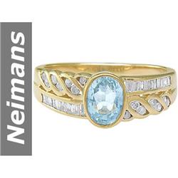 1.25 ct Aquamarine & Diamond Ring 14kt Gold