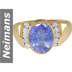 3.15 ct Tanzanite & Diamond Ring 14kt Gold