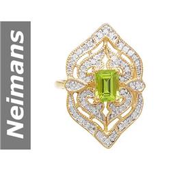 1.35 ct Peridot & Diamond Ring 14kt Gold