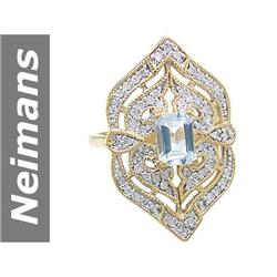 1.15 ct Aquamarine & Diamond Ring 14kt Gold