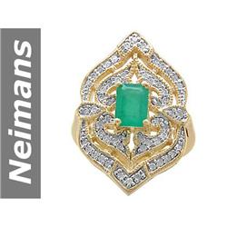 1.07 ct Emerald & Diamond Ring 14kt Gold