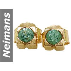 .40 ct Green Sapphire Earrings 14kt Gold