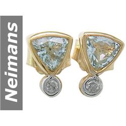 .37 ct Aquamarine & Diamond Earrings 14kt Gold