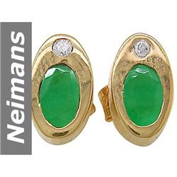 .83 ct Emerald & Diamond Earrings 14kt Gold