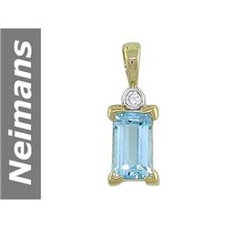 .81 ct Blue Topaz & Diamond Pendant 14kt Gold