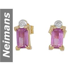 1.03 ct Pink Spinel & Diamond Earrings 14kt Gold