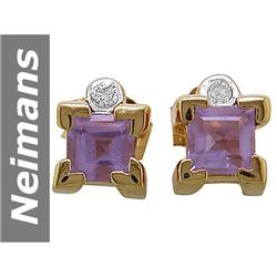 .63 ct Amethyst & Diamond Earrings 14kt Gold