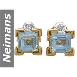 .51 ct Aquamarine & Diamond Earrings 14kt Gold