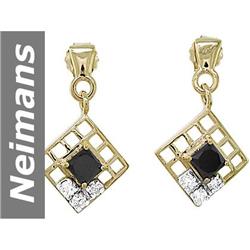 1.41 ct Black & White Diamond Earrings 14kt Gold