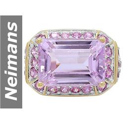 11.15 ct Pink Kunzite & Pink Sapphire Ring 14kt Gold