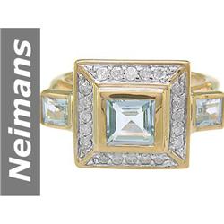 1.68 ct Aquamarine & Diamond Ring 14kt Gold