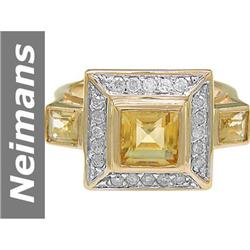 1.88 ct Citrine & Diamond Ring 14kt Gold