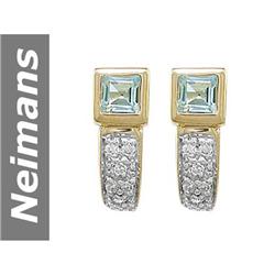 .78 ct Blue Topaz & Diamond Earrings 14kt Gold