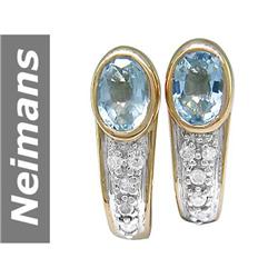 .88 ct Aquamarine & Diamond Earrings 14kt Gold