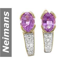 1.70 ct Amethyst & Diamond Earrings 14kt Gold