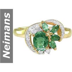 1.19 ct Green Sapphire & Diamond Ring 14kt Gold