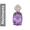 Image 1 : 7.26 ct Amethyst & Diamond Pendant 14kt Gold