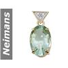 Image 1 : 6.02 ct Green Amethyst & Diamond Pendant 14kt Gold